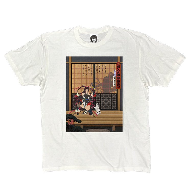 浮世絵風 対魔忍水城ゆきかぜ＆秋山凜子 影絵女郎蜘蛛退治Tシャツ